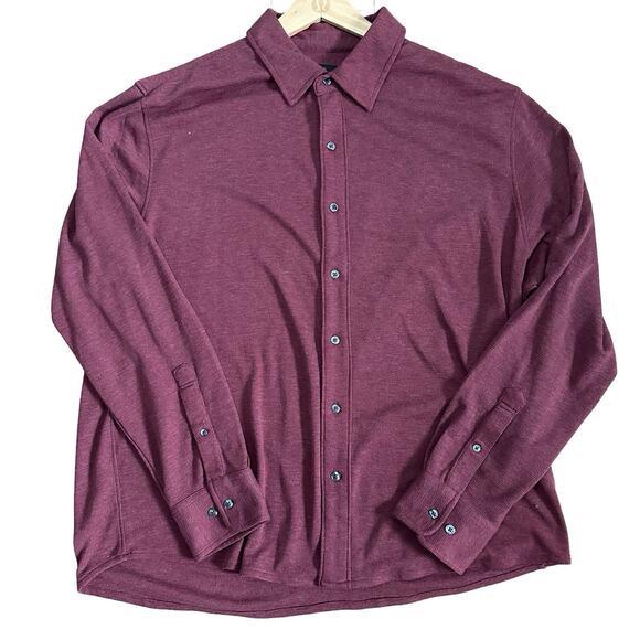 Bonobos Shirt XXL 2X Maroon Red Button Down Thermal Waffle Knit Long sleeve Wool - Picture 1 of 9